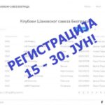 ПОЗИВ ЗА РЕГИСТРАЦИЈУ ШАХОВСКИХ КЛУБОВА (УДРУЖЕЊА) – 15 – 30. ЈУН